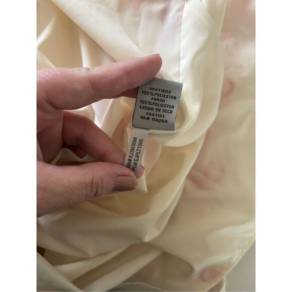 Eliza J Orange White Print Short Sleeve Dress Size 6 Pockets - Picture 4 of 9